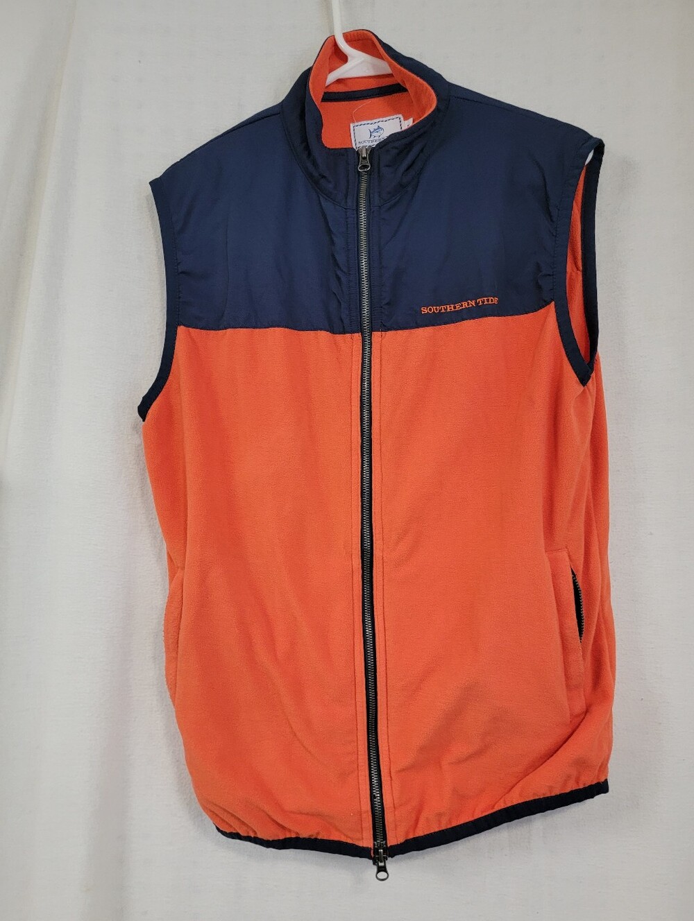 Southern Tide Orange and Navy Kids Fleece Vest